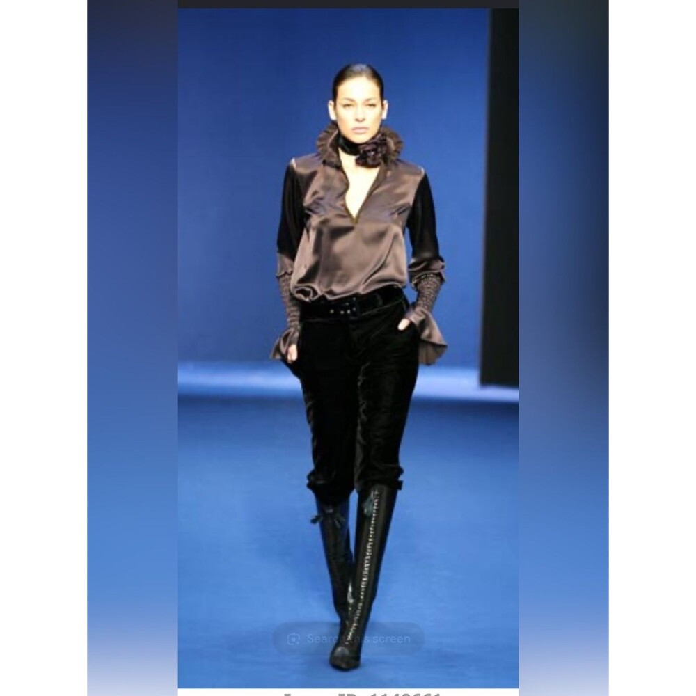 Andrew GN Paris Fall 2003 Runway RTW Black Crushed Velvet Cropped Knickers - M